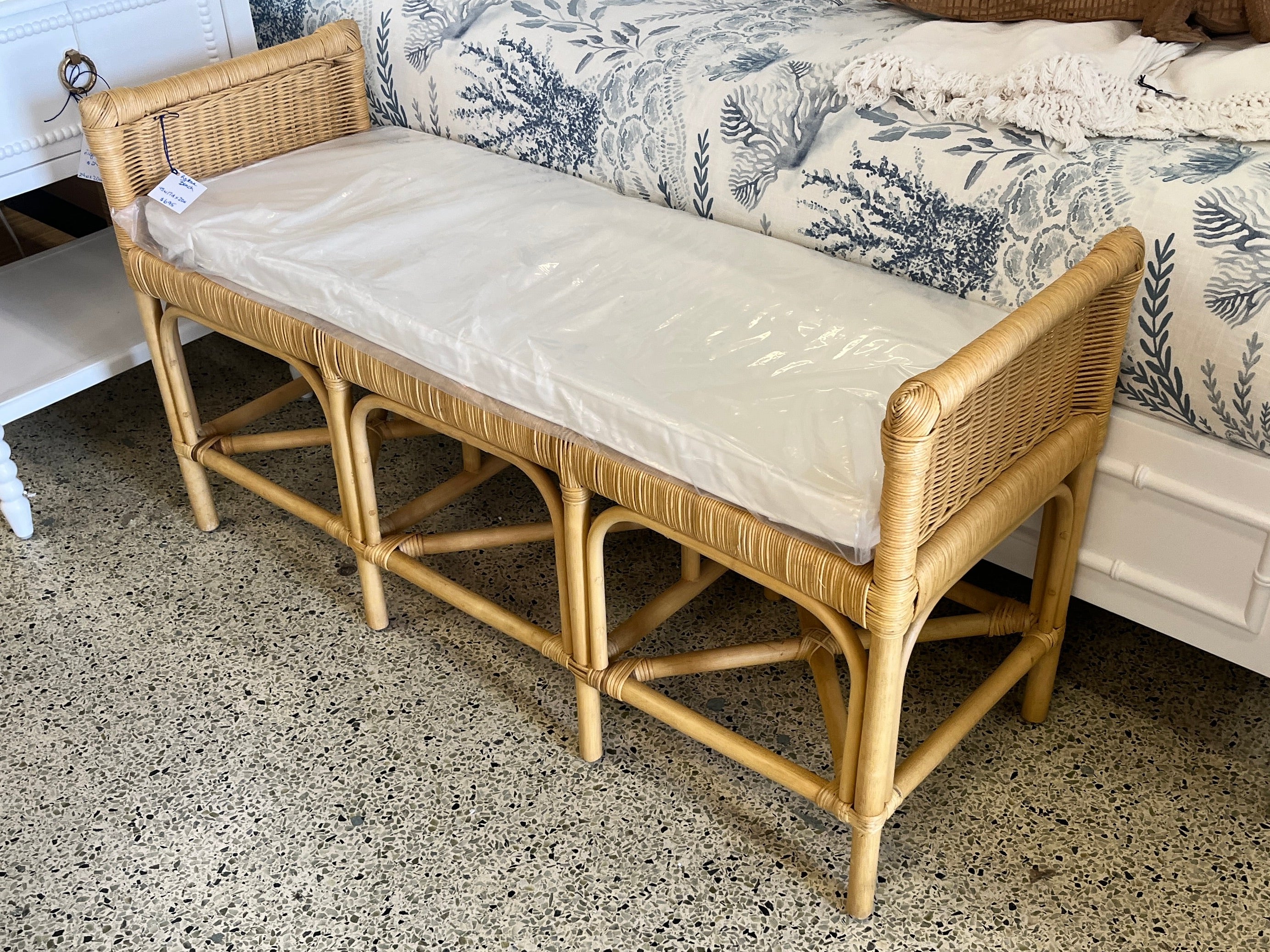 Wicker Bench With Cushion