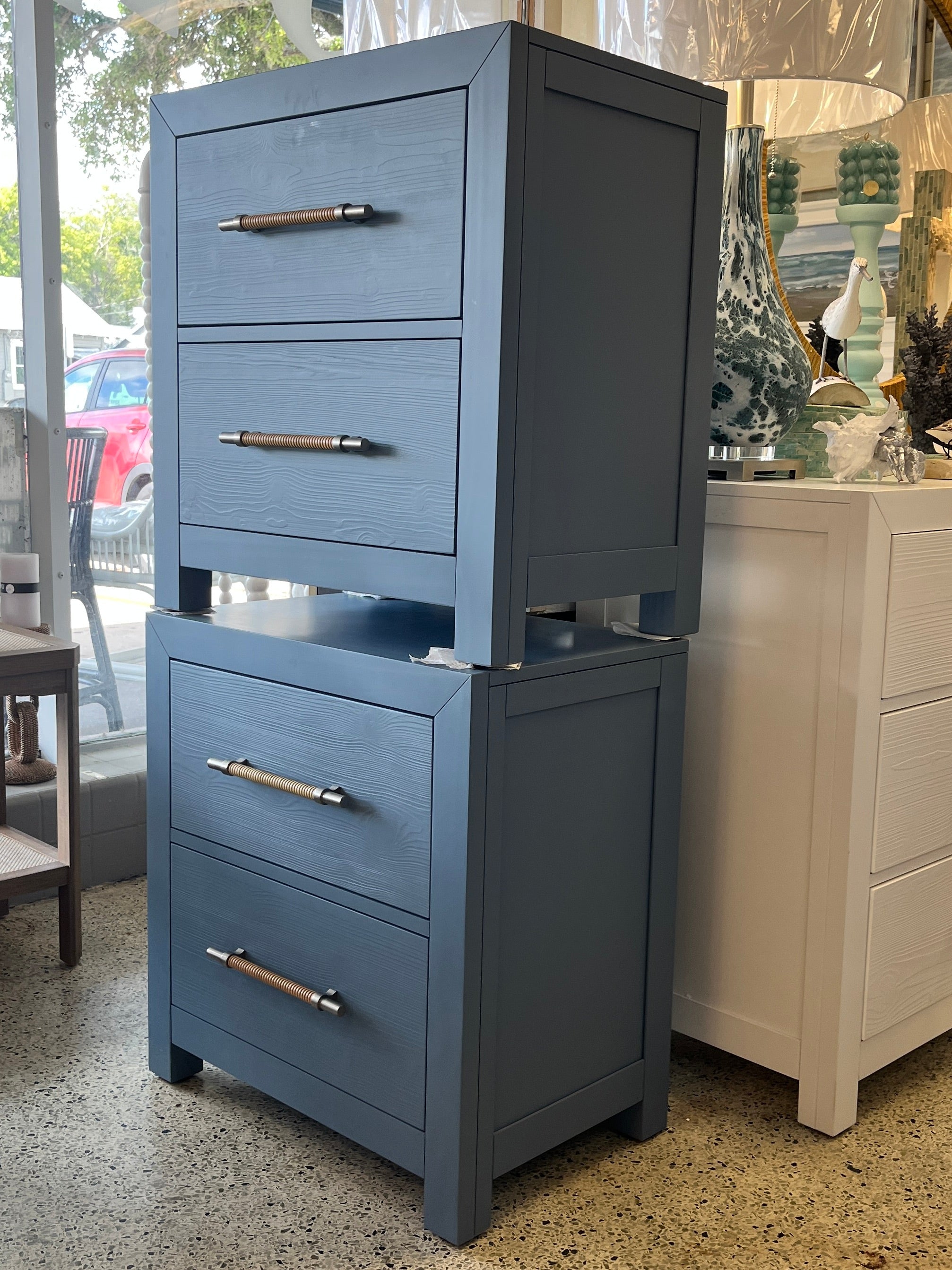 Solid Wood Blue Nightstands